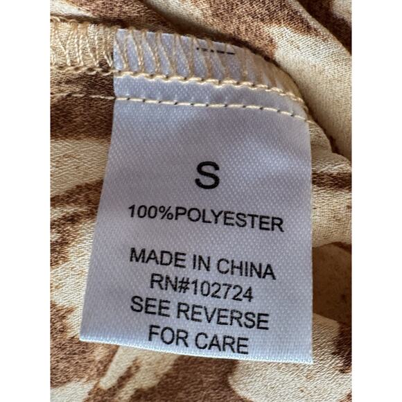 Hester & Orchard Blouse Womens Size Small Animal Print Brown Ruffled Peasant New - Picture 10 of 11